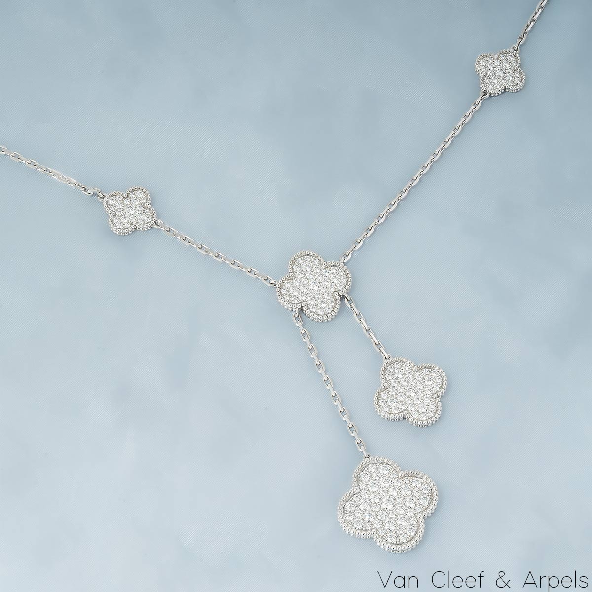 Van Cleef & Arpels White Gold Diamond Magic Alhambra Necklace VCARN9MP00 Van Cleef & Arpels White Gold Diamond Magic Alhambra Necklace VCARN9MP00